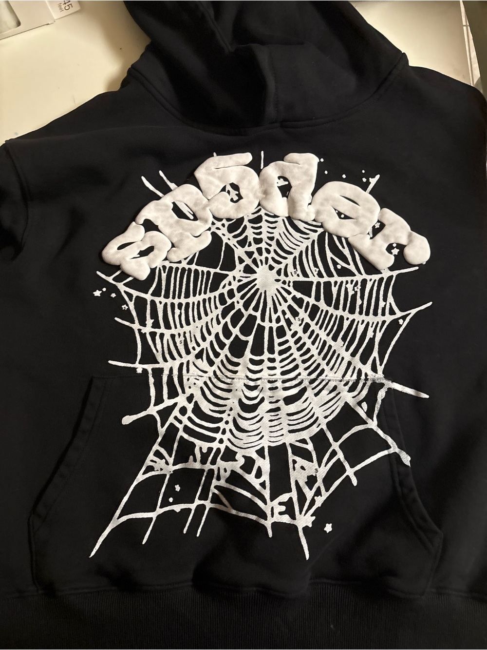 Black Hoodie with White Spiderweb Graphic